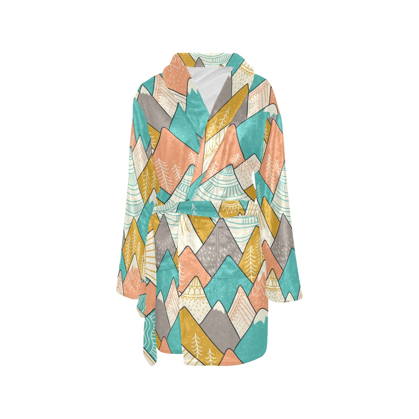 Mountain Pattern Print Design 02 Women's Fleece Robe