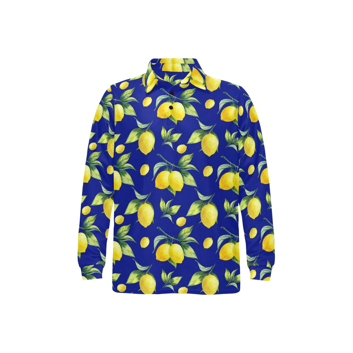 Lemon Pattern Print Design LM06 Long Sleeve Polo Shirt For Men's