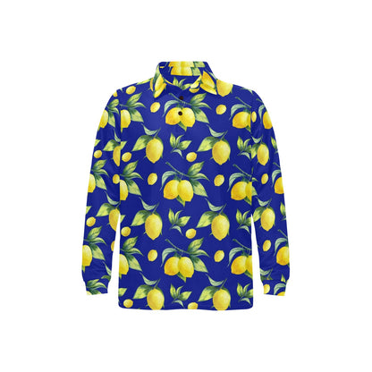 Lemon Pattern Print Design LM06 Long Sleeve Polo Shirt For Men's