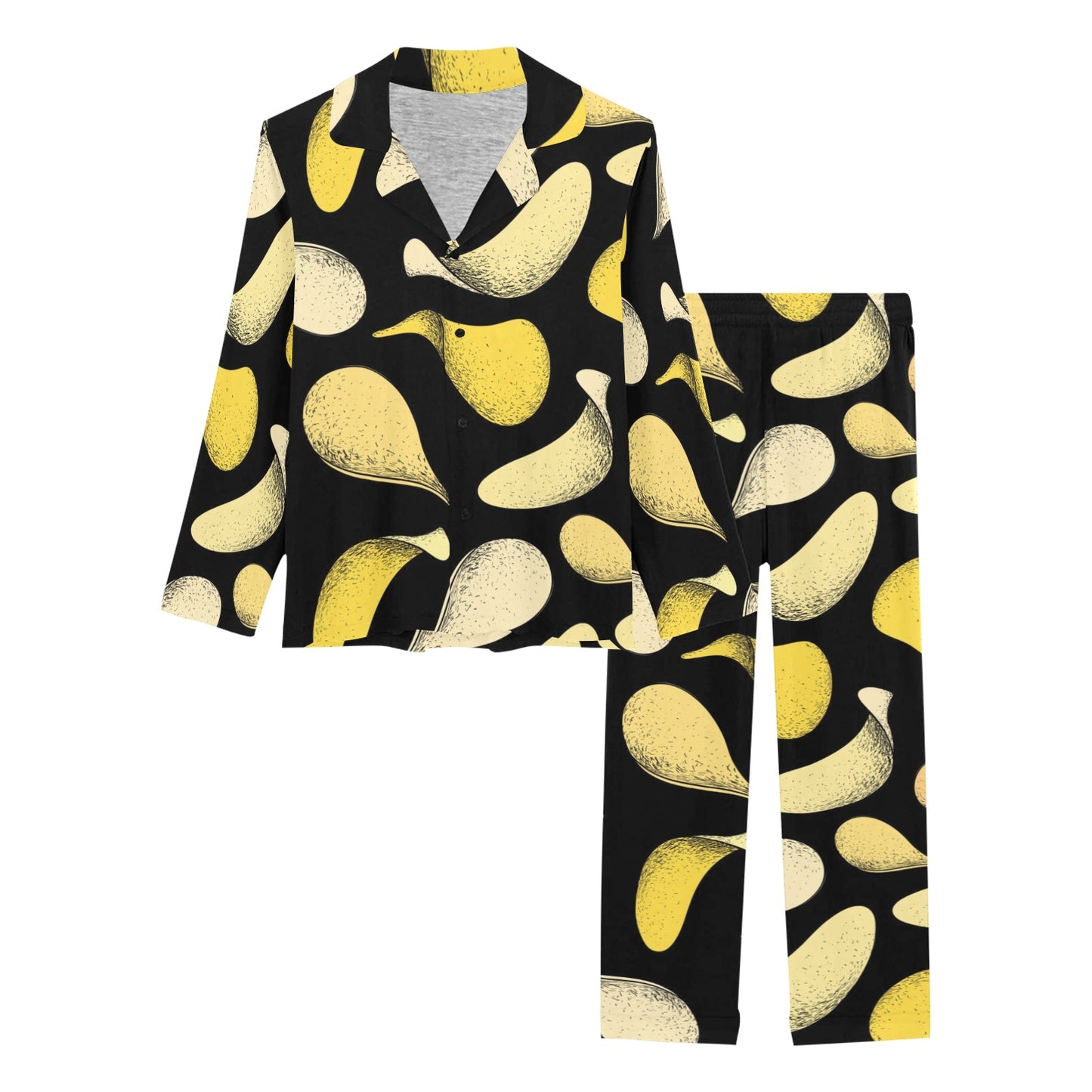 Potato Pattern Print Design A02 Women's Long Pajama Set
