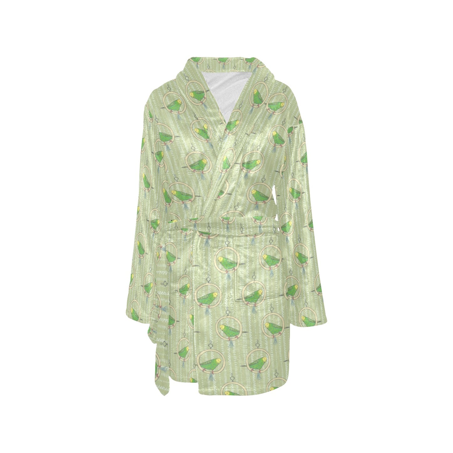 Budgerigar Pattern Print Design 02 Women's Fleece Robe
