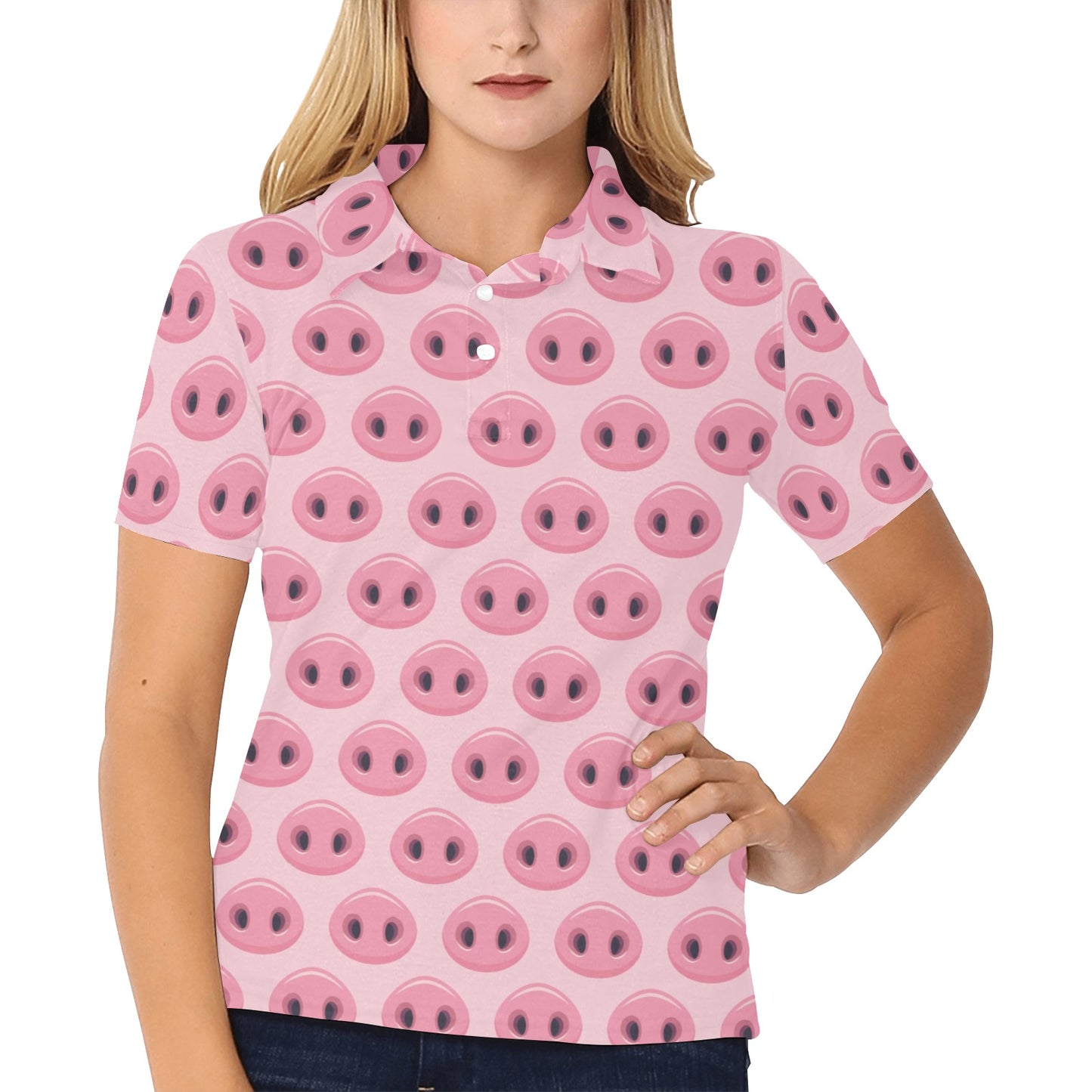Pig Print Design LKS401 Women's Polo Shirt