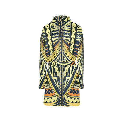 Polynesian Tattoo Print Women's Fleece Robe