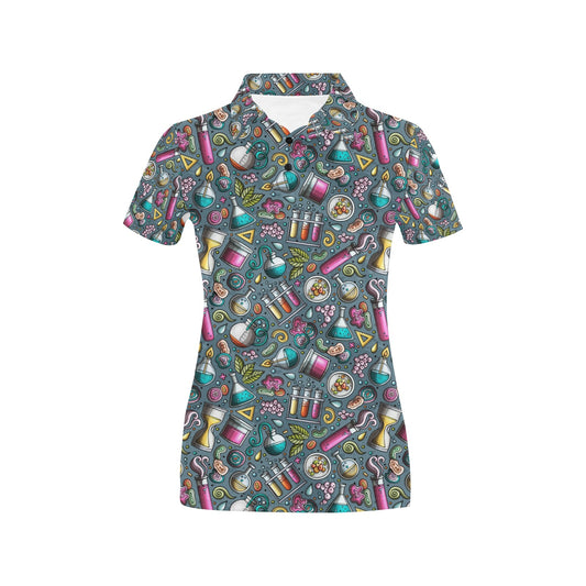 Science Print Design LKS304 Women's Polo Shirt