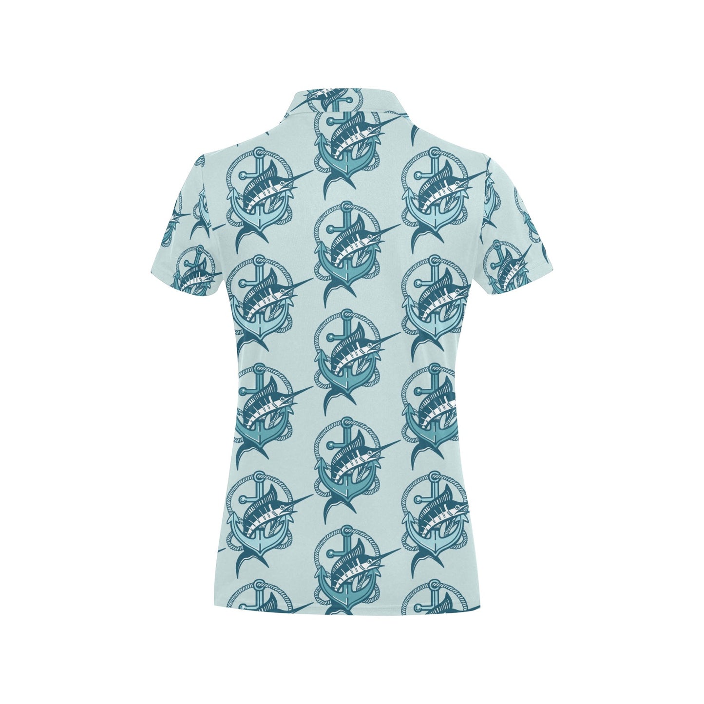 Swordfish Pattern Print Design 03 Women's Polo Shirt