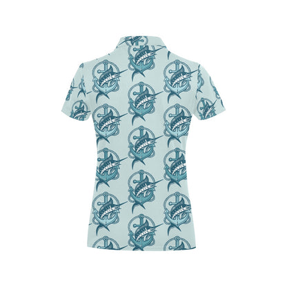 Swordfish Pattern Print Design 03 Women's Polo Shirt