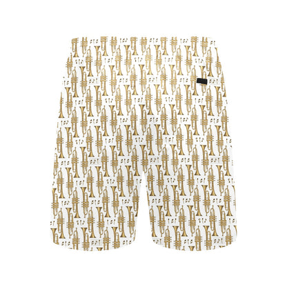 Trumpet with Music Note Print Men's Swim Trunks Beach Shorts
