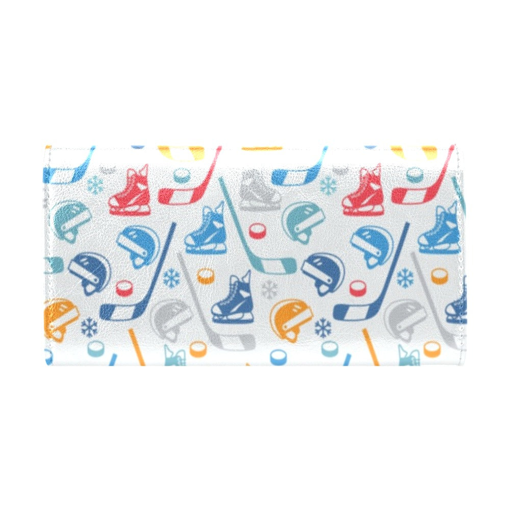 Hockey Equipment Print Design LKS301 Women's Trifold Wallet