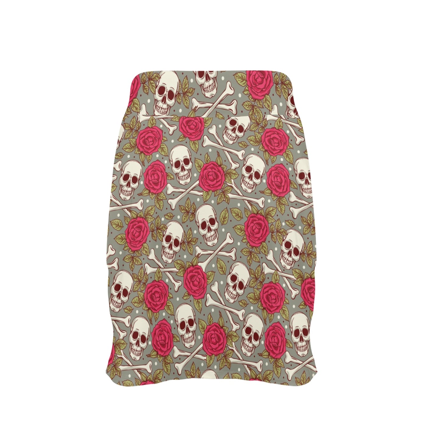 Skull Bone Rose Print Design LKS303 17" Golf & Pickleball Skort with Pockets