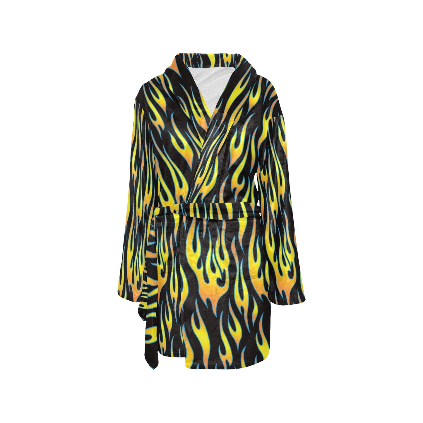 Flame Fire Yellow Pattern Women's Fleece Robe