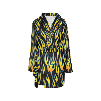 Flame Fire Yellow Pattern Women's Fleece Robe