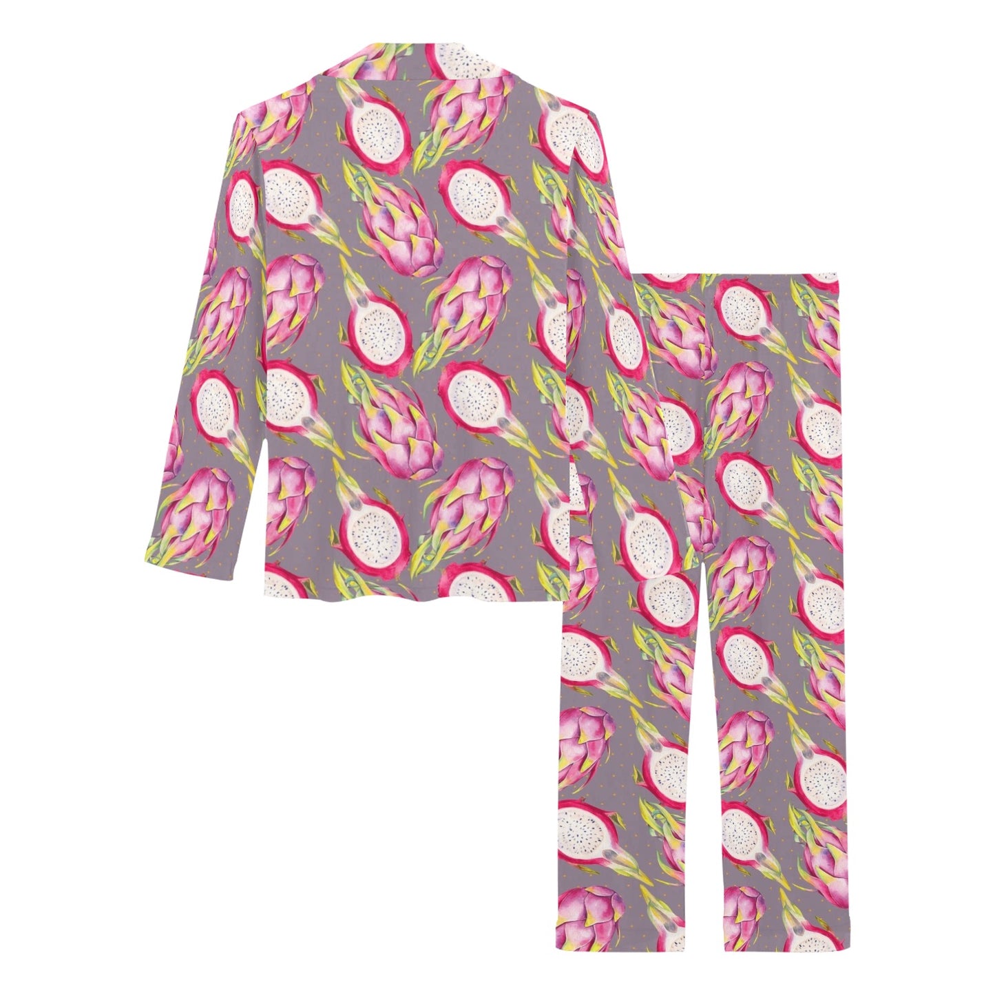 Dragonfruit Pattern Print Design DF03 Women's Long Pajama Set