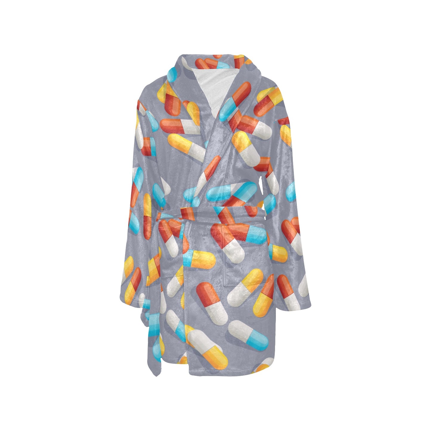 Pill Pattern Print Design A01 Women's Fleece Robe