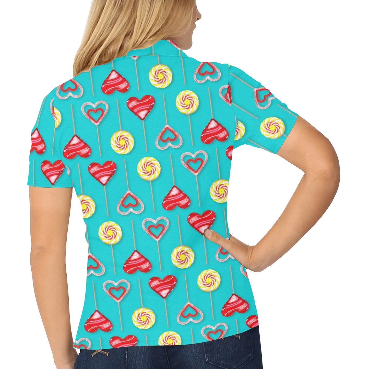 Lollipop Pattern Print Design LL06 Women's Polo Shirt