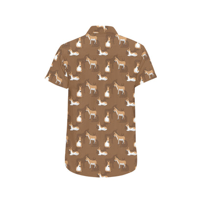 Donkey Print Design LKS401 Men Short Sleeve Button Up Shirt