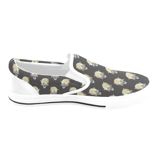 Mummy Print Design LKS304 White Slip Ons Canvas Women's Shoes