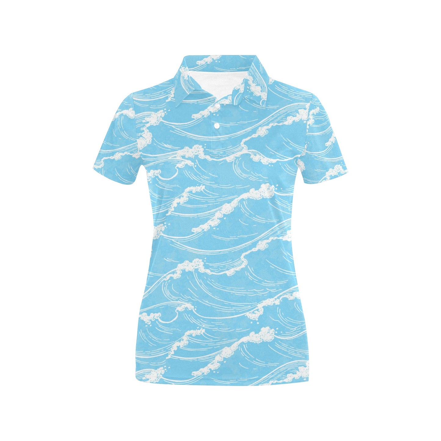 Ocean Wave Pattern Print Design A01 Women's Polo Shirt