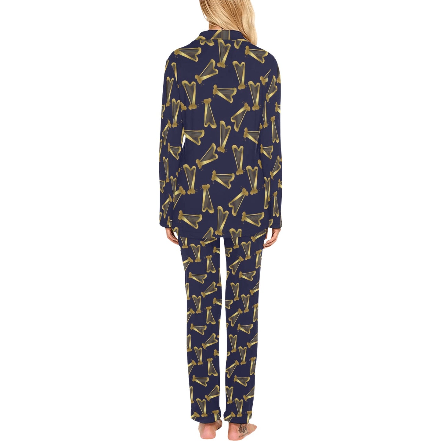 Harp Print Design LKS401 Women's Long Pajama Set