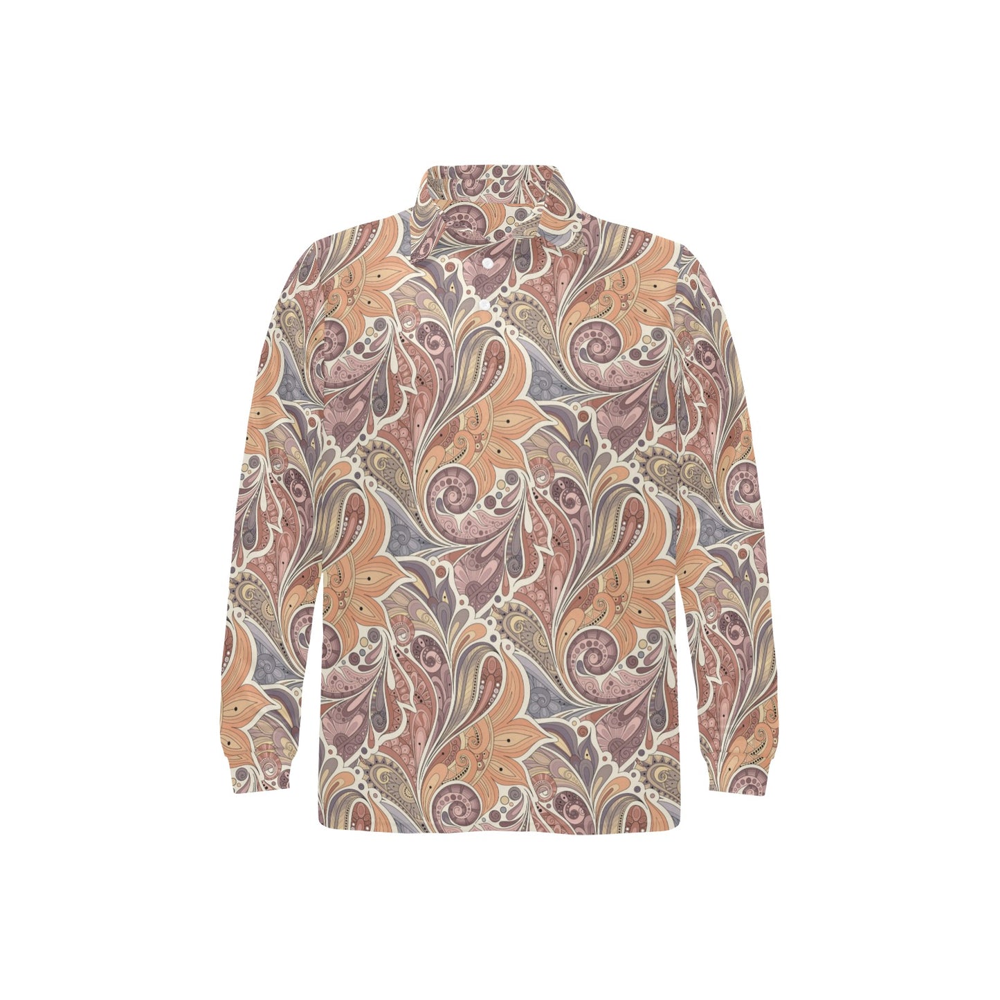 Boho Pattern Print Design 03 Long Sleeve Polo Shirt For Men's