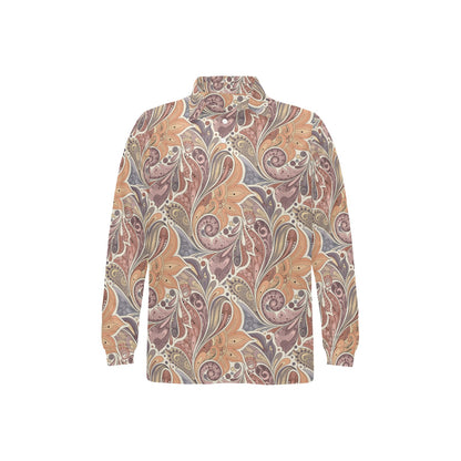 Boho Pattern Print Design 03 Long Sleeve Polo Shirt For Men's