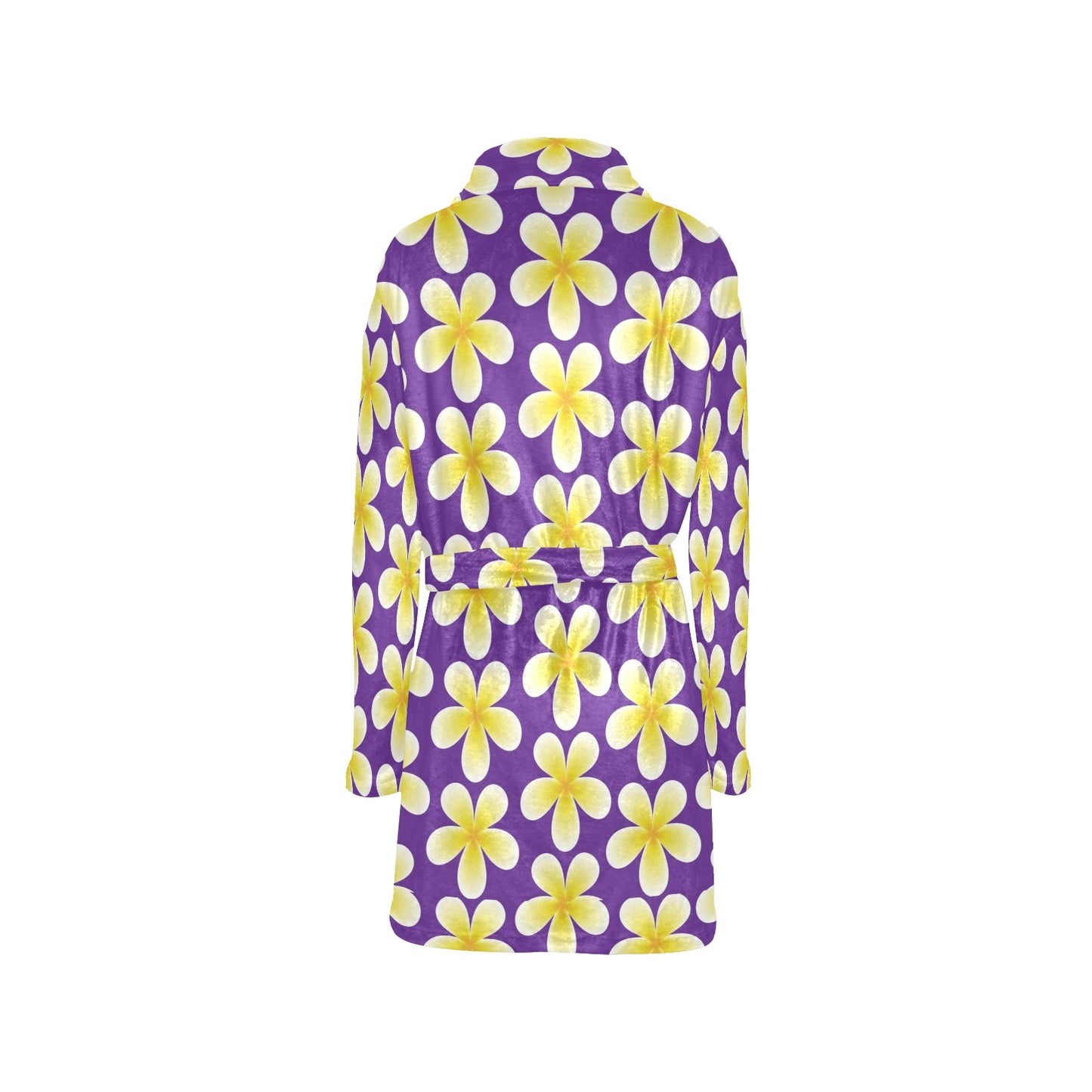 Yellow Plumeria Pattern Print Design PM05 Women's Fleece Robe