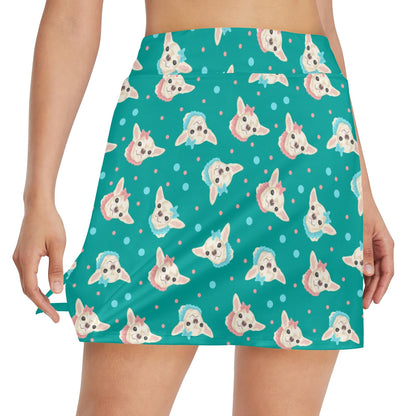 Chihuahua Polka Dot Pattern 17" Golf & Pickleball Skort with Pockets