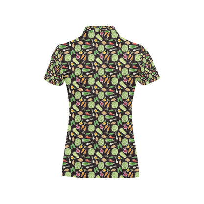 Vegan Draw Themed Design Print Women's Polo Shirt