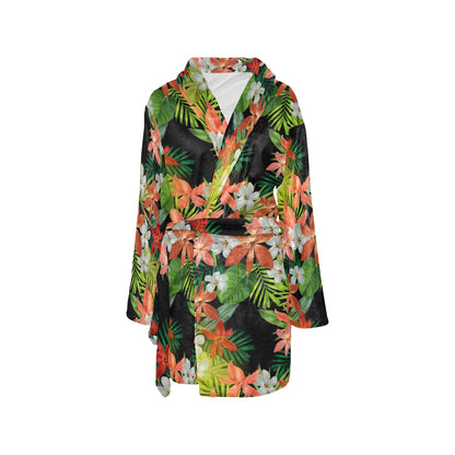Amaryllis Pattern Print Design AL07 Women's Fleece Robe