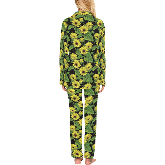 Sunflower Print Design LKS3010 Women's Long Pajama Set