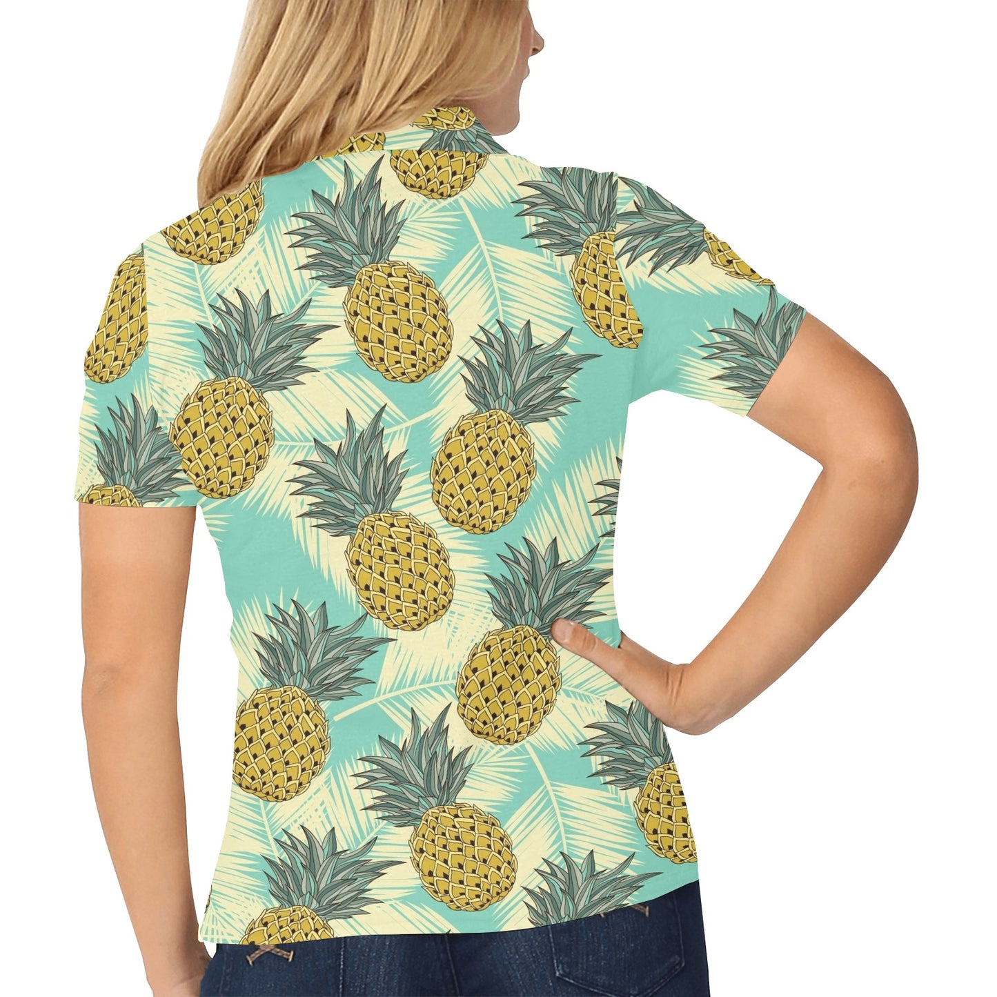 Pineapple Pattern Print Design PP03 Women's Polo Shirt