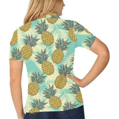 Pineapple Pattern Print Design PP03 Women's Polo Shirt
