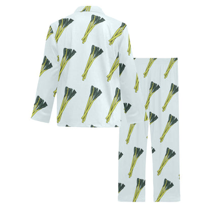 Leek Pattern Print Design 03 Men's Long Pajama Set