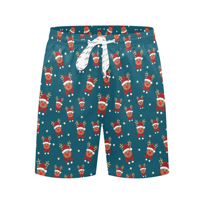 Reindeer Print Design LKS406 Men's Swim Trunks Beach Shorts