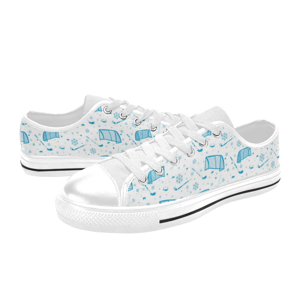 Hockey Print Design LKS303 Women's White Low Top Shoes