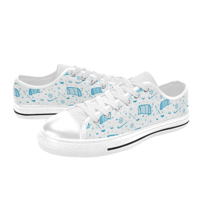 Hockey Print Design LKS303 Women's White Low Top Shoes