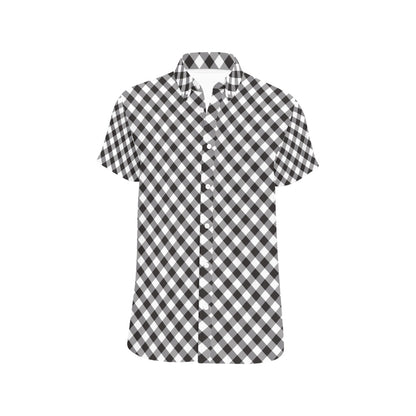Gingham Print Design LKS402 Men Short Sleeve Button Up Shirt