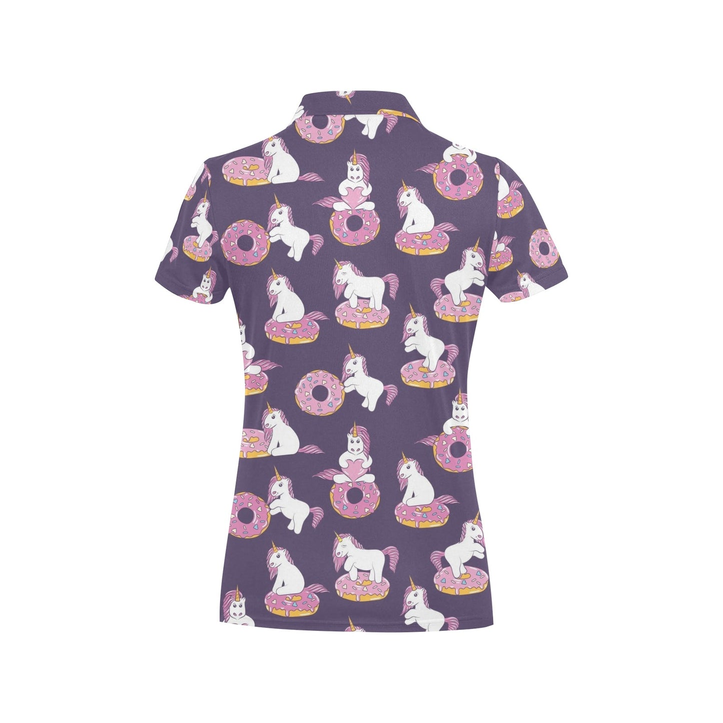 Donut Unicorn Pattern Print Design DN011 Women's Polo Shirt