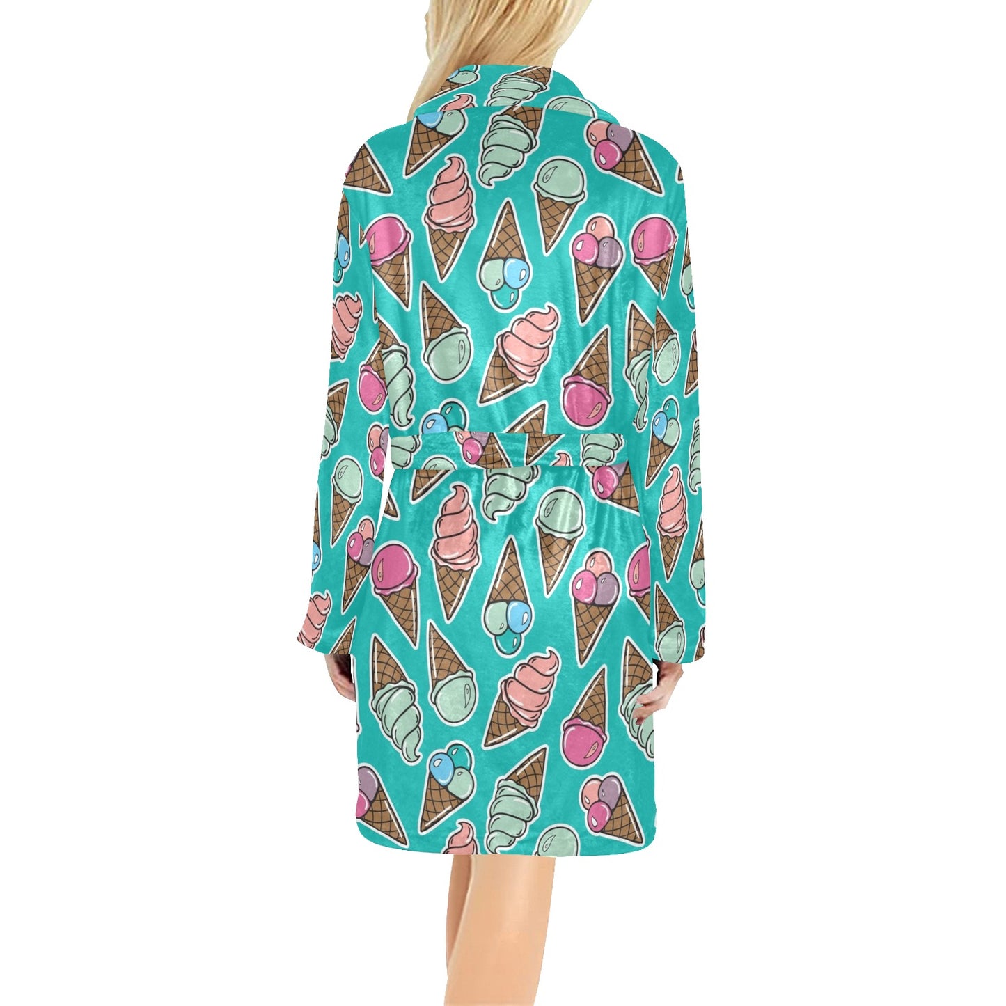 Ice Cream Pattern Print Design IC01 Women's Fleece Robe