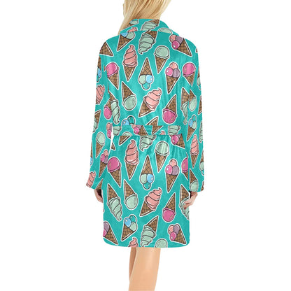 Ice Cream Pattern Print Design IC01 Women's Fleece Robe