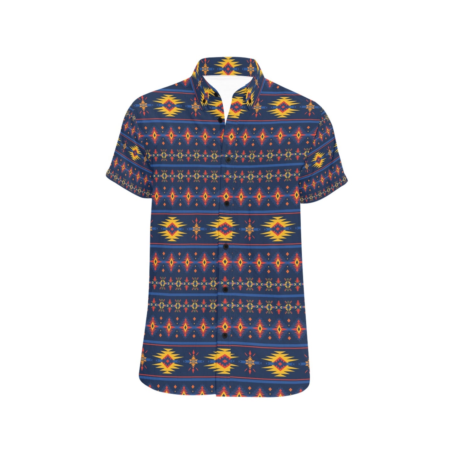 Southwest Pattern Print Design LKS306 Men Short Sleeve Button Up Shirt