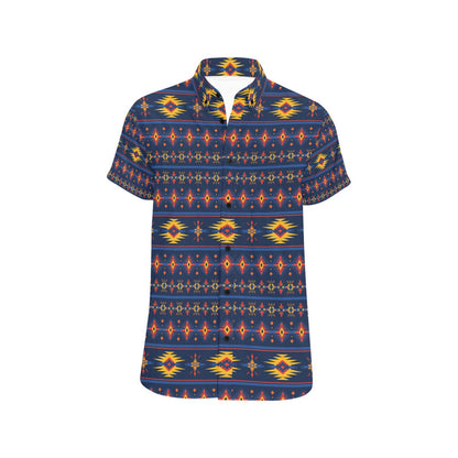 Southwest Pattern Print Design LKS306 Men Short Sleeve Button Up Shirt