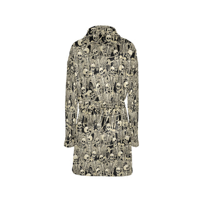 Skeleton Design Print Women's Fleece Robe