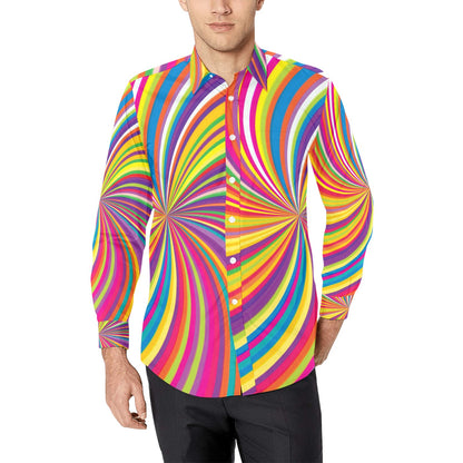 Vortex Print Design LKS301 Men's Long Sleeve Dress Shirt
