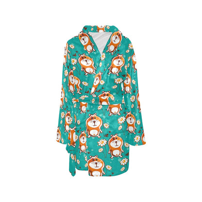 Hamster Pattern Print Design 01 Women's Fleece Robe