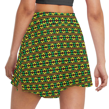 African Geometric Print Pattern 17" Golf & Pickleball Skort with Pockets