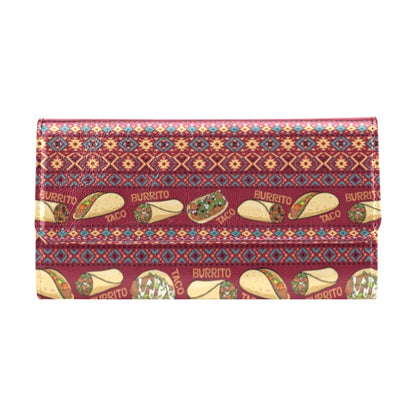 Burrito Taco Print Design LKS302 Women's Trifold Wallet