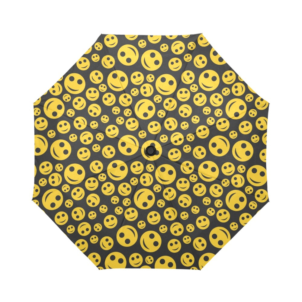 Smiley Face Emoji Print Design LKS304 Anti-UV Automatic Umbrella