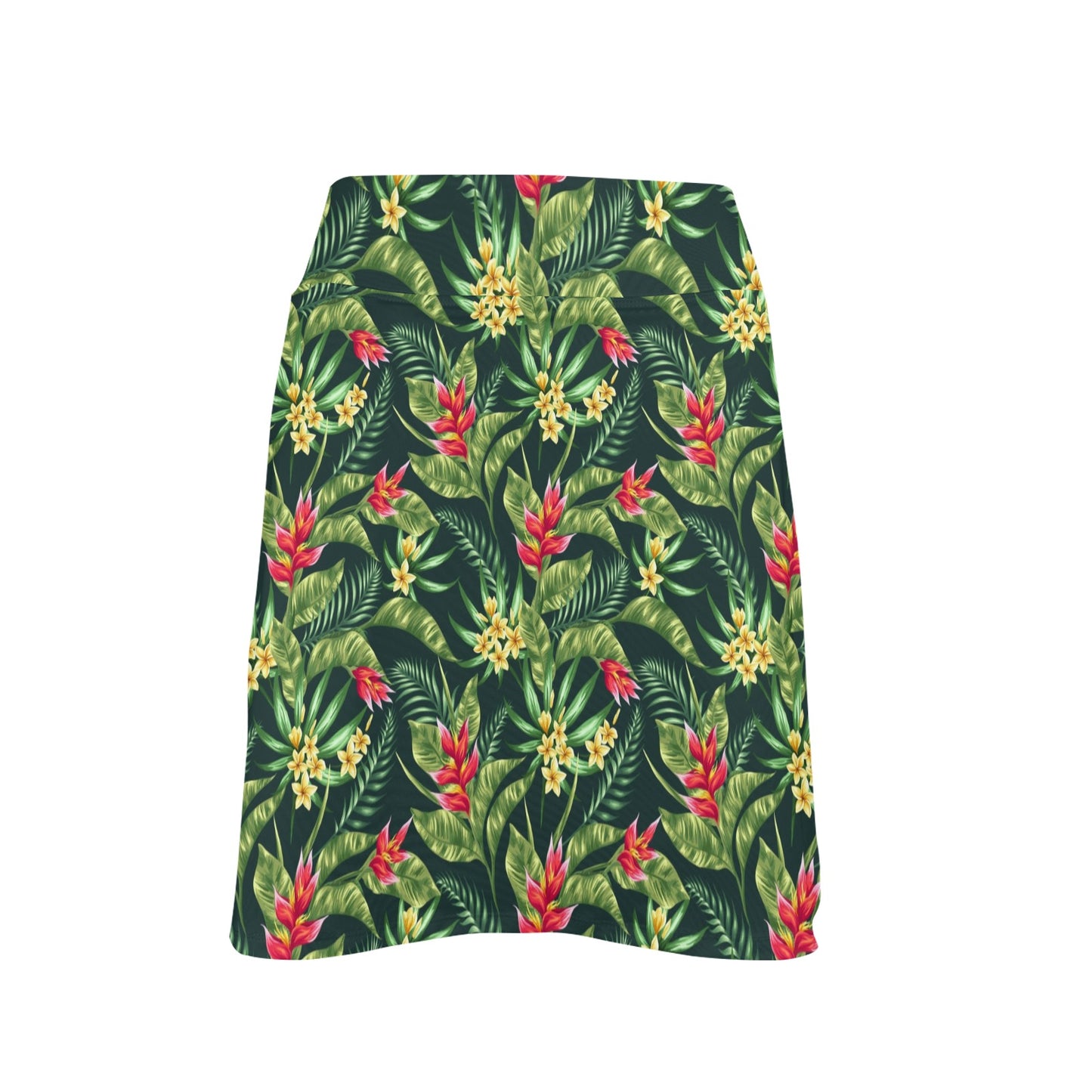 Tropical Folower Red Heliconia Print 17" Golf & Pickleball Skort with Pockets