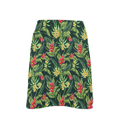 Tropical Folower Red Heliconia Print 17" Golf & Pickleball Skort with Pockets