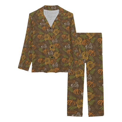 Thanksgiving Print Design LKS301 Women's Long Pajama Set